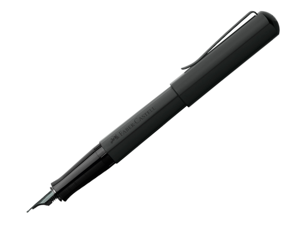 STYLO-PLUME FABER CASTELL HEXO POINTE MOYENNE EN ACIER  INOXIDABLE NOIR MAT