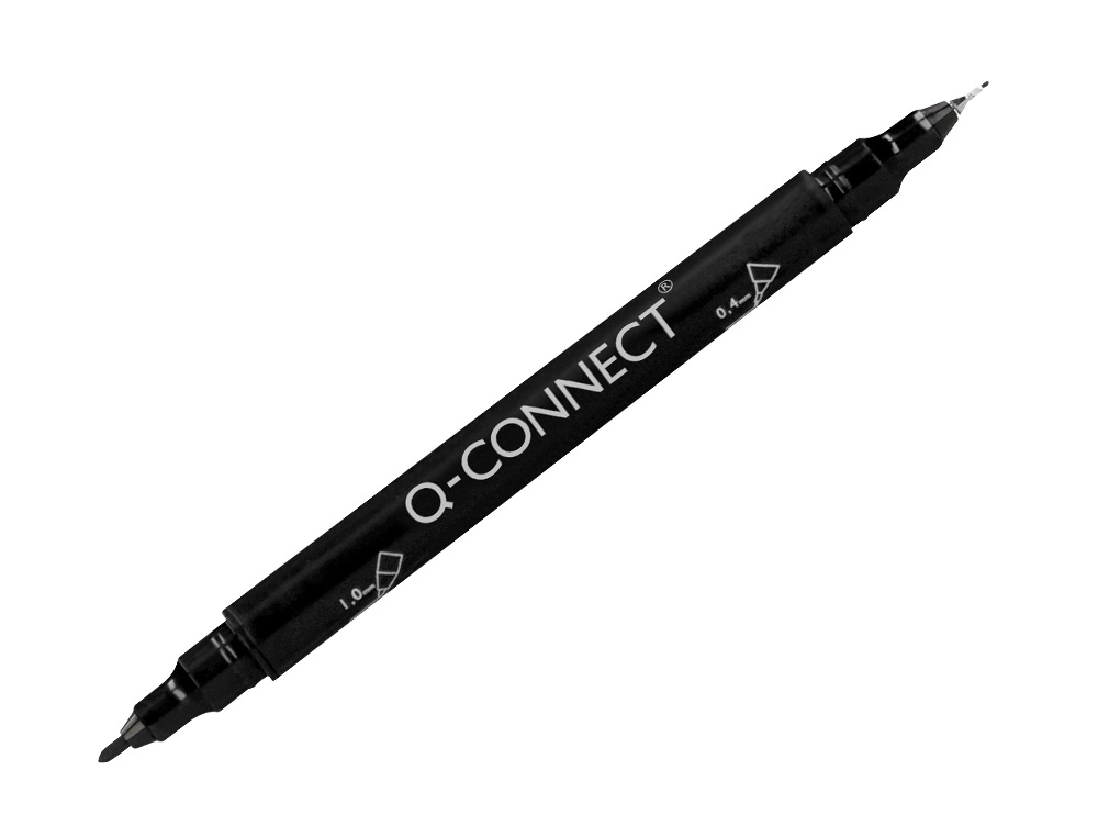 MARQUEUR PERMANENT Q-CONNECT POINTE DOUBLE 1MM  ET 0,4 MM  COLORIS NOIR