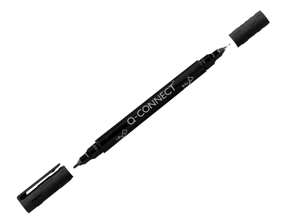 MARQUEUR PERMANENT Q-CONNECT POINTE DOUBLE 1MM  ET 0,4 MM  COLORIS NOIR