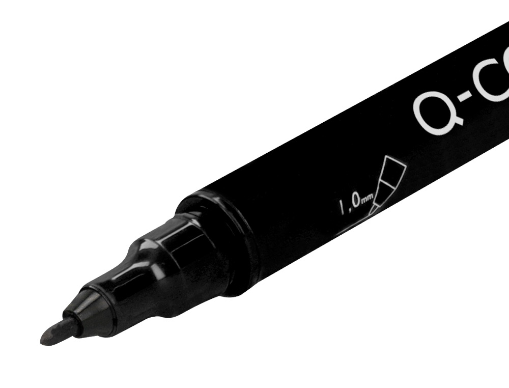 MARQUEUR PERMANENT Q-CONNECT POINTE DOUBLE 1MM  ET 0,4 MM  COLORIS NOIR