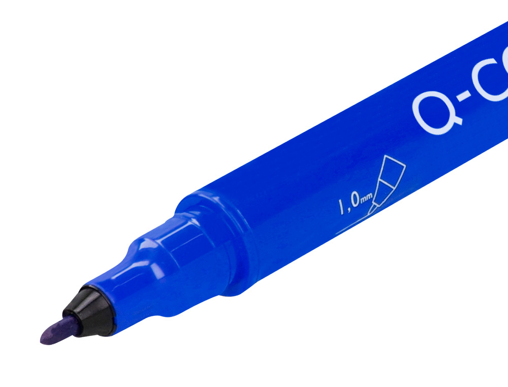 MARQUEUR PERMANENT Q-CONNECT POINTE DOUBLE 1MM  ET 0,4 MM  COLORIS BLEU