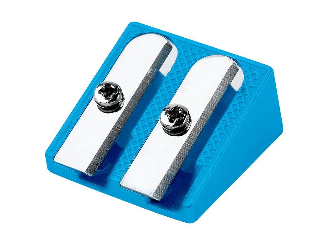 TAILLE-CRAYON LIDERPAPEL METALLIQUE 2 USAGES COLORIS   BLEU