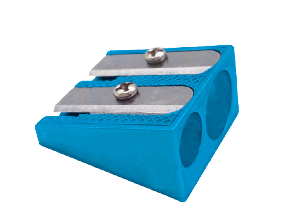 TAILLE-CRAYON LIDERPAPEL METALLIQUE 2 USAGES COLORIS   BLEU