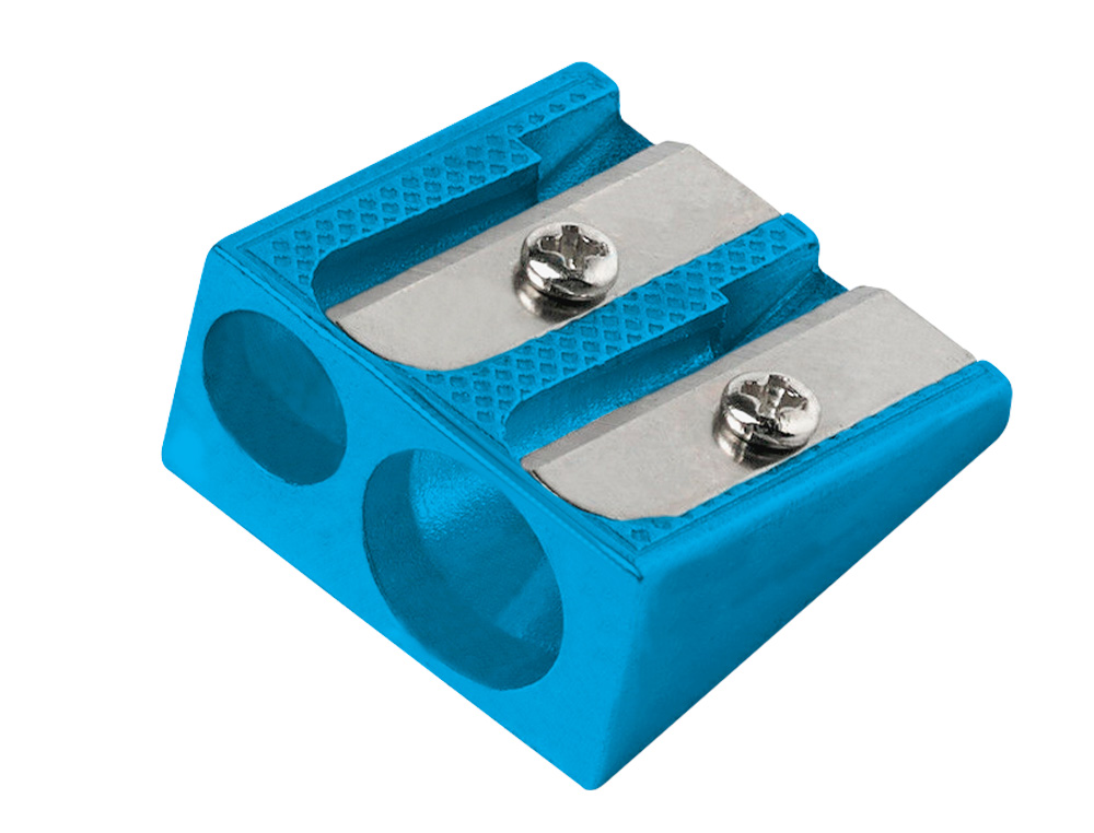 TAILLE-CRAYON LIDERPAPEL METALLIQUE 2 USAGES COLORIS   BLEU