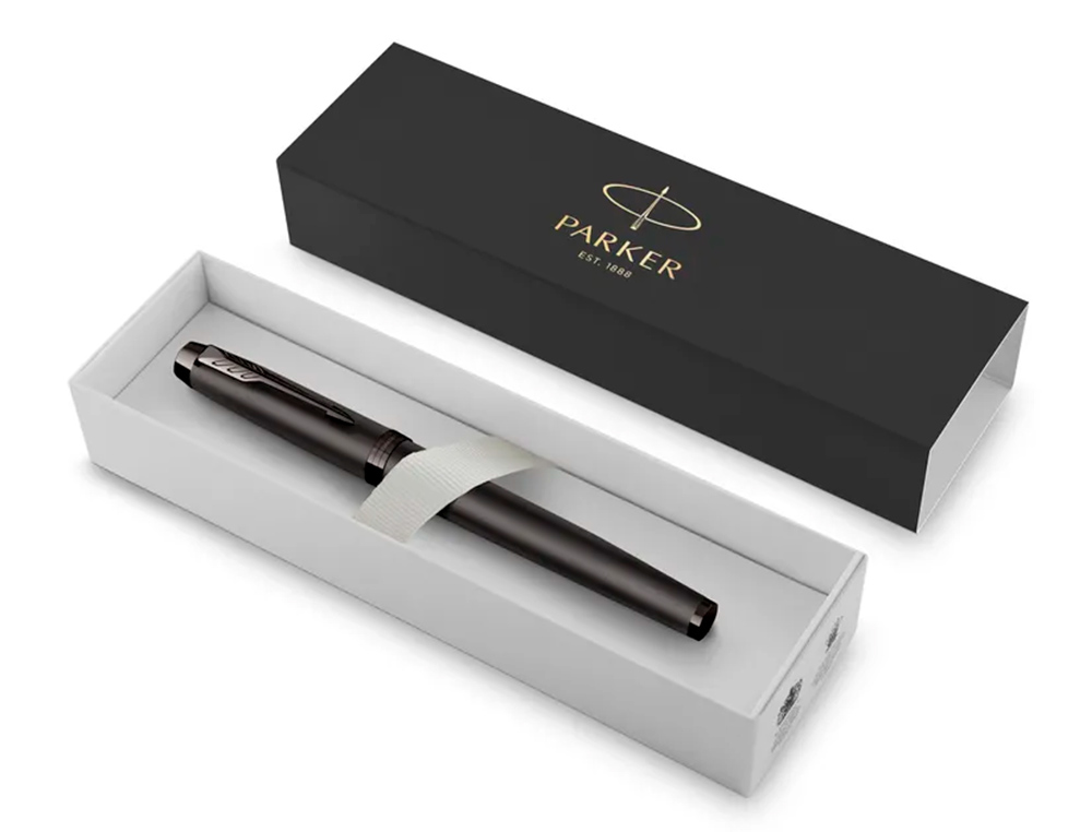STYLO-PLUME PARKER IM MONOCHROME NOIR POINTE MOYENNE ENCRE BLEU ETUI CADEAU