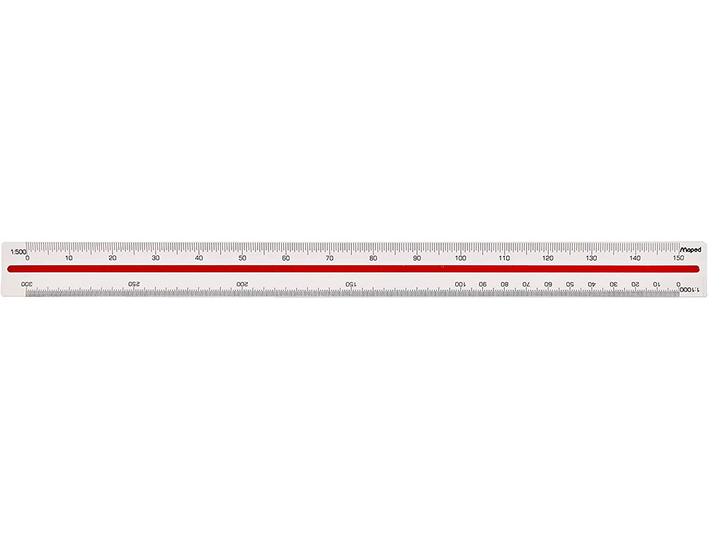 REGLE A ECHELLES MAPED ABS 1COULEUR SUR CHAQUE FACE ETUI DE PROTECTION1/500 - 1/1000 - 1/1250 - 1/1500 - 1/2000 -
