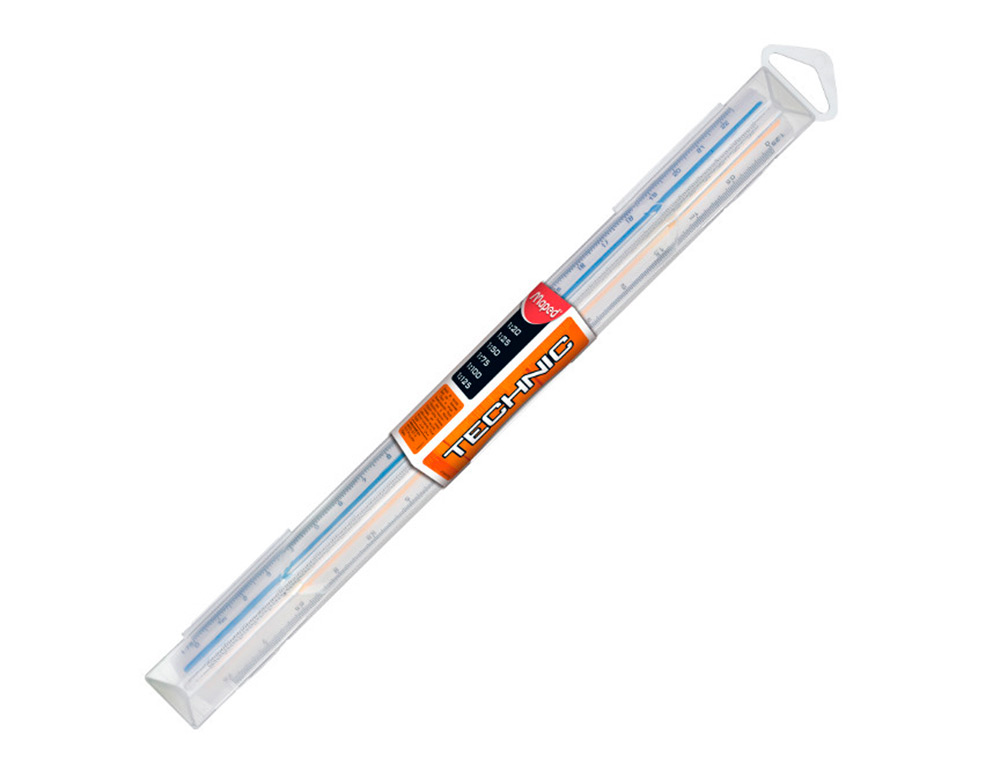 REGLE A ECHELLES MAPED ABS 1COULEUR SUR CHAQUE FACE ETUI DE PROTECTION1/500 - 1/1000 - 1/1250 - 1/1500 - 1/2000 -