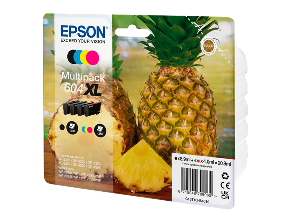 CARTOUCHE EPSON JET D'ENCRE ANANAS 604 XL COULEUR NOIR    JAUNE CYAN MAGENTA MULTIPACK 4UNITES