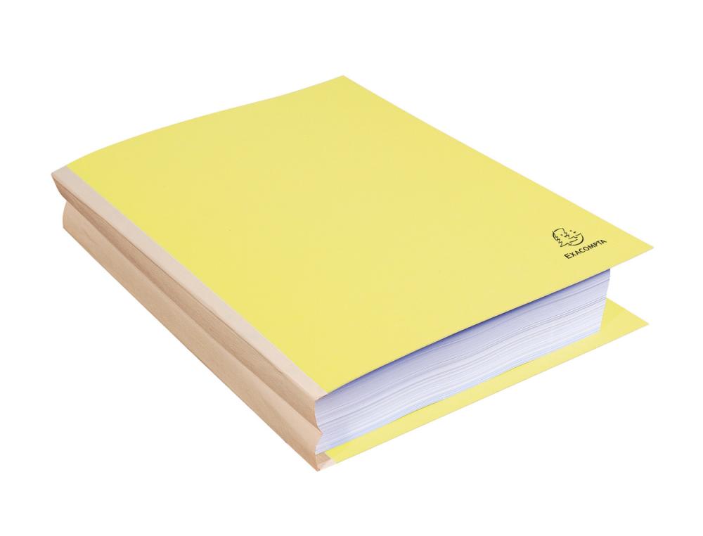 CHEMISE EXACOMPTA CARTE 240X320MM 320G DOCUMENTS A4 210X297MM SOUFFLET DOS TOILE 30MM COLORIS JAUNE PAQUET 25 UNITES