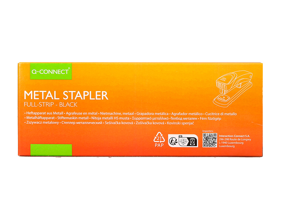 AGRAFEUSE BUREAU Q-CONNECT KF14211 METALLIQUE CAPACITE   20 FEUILLES COLORIS NOIR