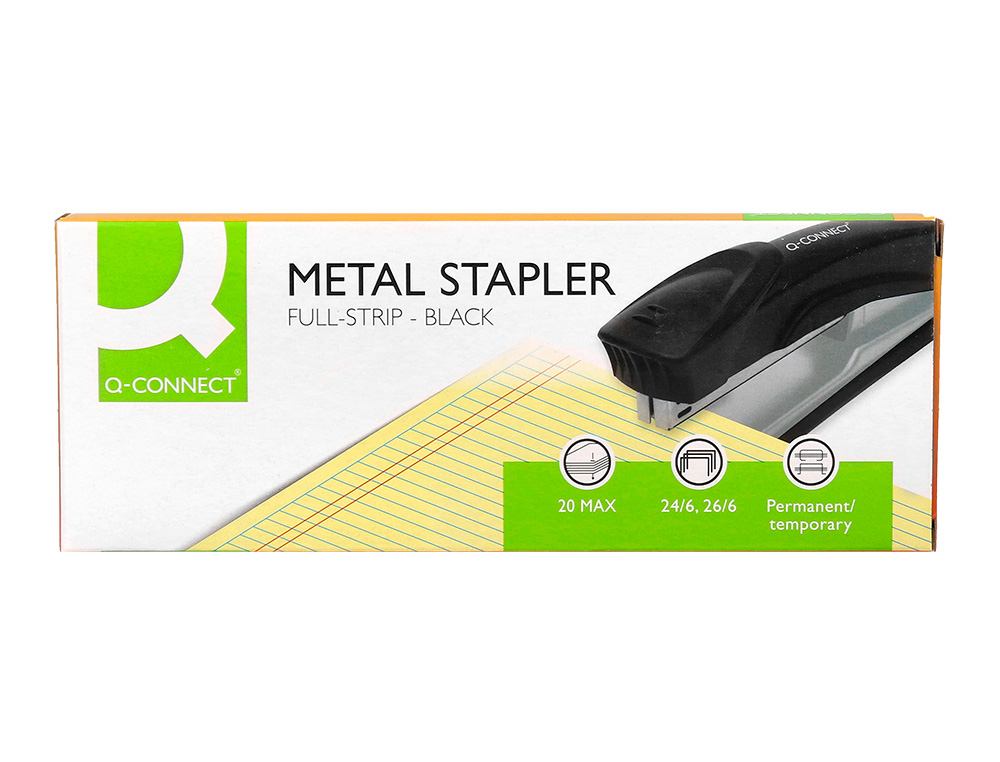 AGRAFEUSE BUREAU Q-CONNECT KF14211 METALLIQUE CAPACITE   20 FEUILLES COLORIS NOIR