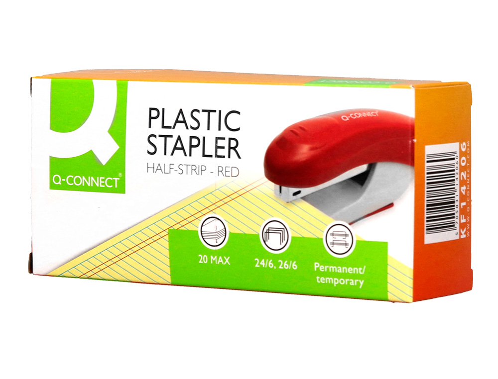 AGRAFEUSE BUREAU Q-CONNECT KF14206 PLASTIQUE ABS         CAPACITE 20 FEUILLES COLORIS  ROUGE
