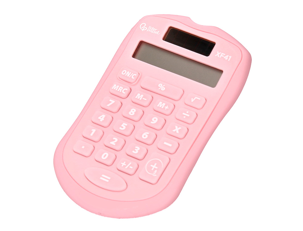 CALCULATRICE DE POCHE LIDERPAPEL XF41 8 CHIFFRES    SOLAIRE ET PILES              94X59,5X10,5MM COLORIS ROSE