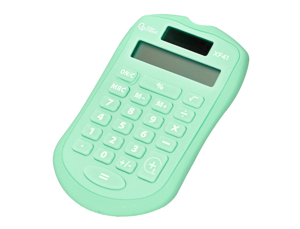 CALCULATRICE DE POCHE LIDERPAPEL XF42 8 CHIFFRES    SOLAIRE ET PILES              94X59,5X10,5MM COLORIS VERT