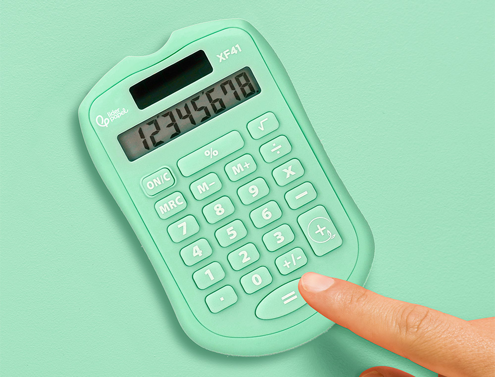 CALCULATRICE DE POCHE LIDERPAPEL XF42 8 CHIFFRES    SOLAIRE ET PILES              94X59,5X10,5MM COLORIS VERT