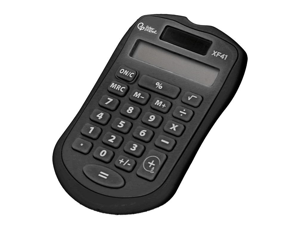 CALCULATRICE DE POCHE LIDERPAPEL XF43 8 CHIFFRES    SOLAIRE ET PILES              94X59,5X10,5MM COLORIS NOIR
