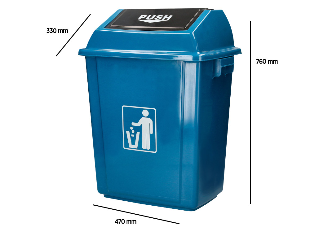 POUBELLE Q-CONNECT PLASTIQUE COUVERCLE BASCULANT 58L       470X330X760MM COLORIS BLEU