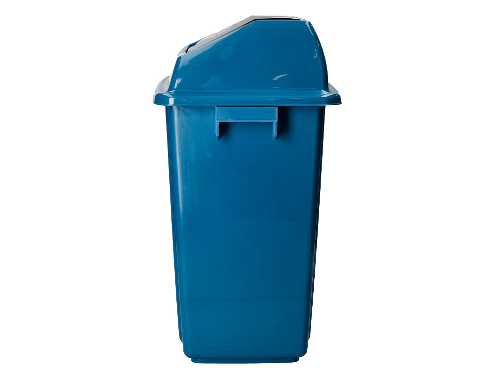 POUBELLE Q-CONNECT PLASTIQUE COUVERCLE BASCULANT 58L       470X330X760MM COLORIS BLEU