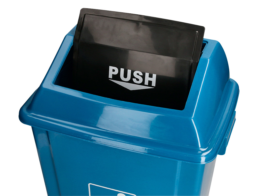 POUBELLE Q-CONNECT PLASTIQUE COUVERCLE BASCULANT 58L       470X330X760MM COLORIS BLEU