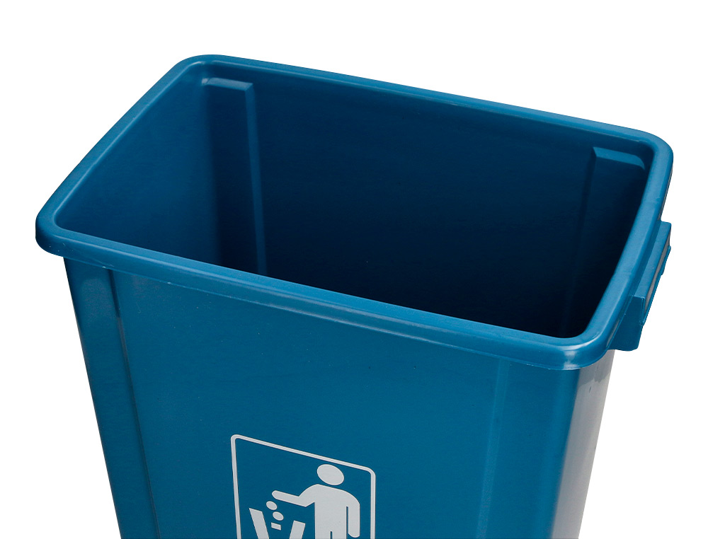 POUBELLE Q-CONNECT PLASTIQUE COUVERCLE BASCULANT 58L       470X330X760MM COLORIS BLEU