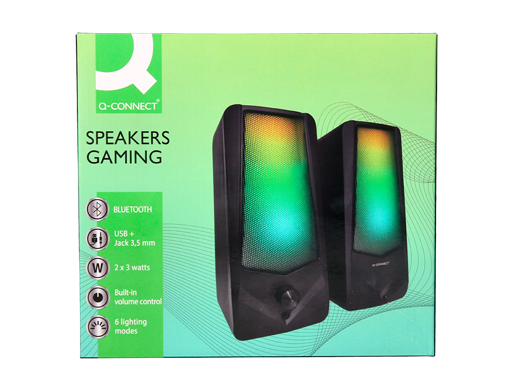 HAUT-PARLEURS Q-CONNECT GAMING BLUETOOTH LUMIERE RVB  PUISSANCE MAXIMALE 2X3W       CONTROLE DU VOLUME COLORIS