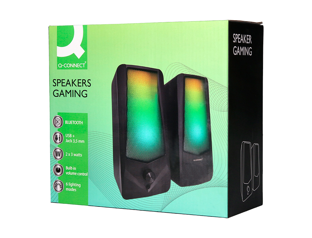 HAUT-PARLEURS Q-CONNECT GAMING BLUETOOTH LUMIERE RVB  PUISSANCE MAXIMALE 2X3W       CONTROLE DU VOLUME COLORIS