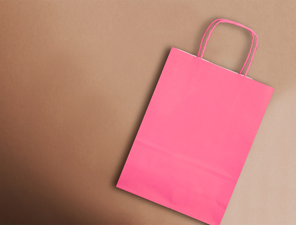 SAC PAPIER Q-CONNECT CELLULOSE XS ANSE TORSADEE    180X240X80MM COLORIS ROSE
