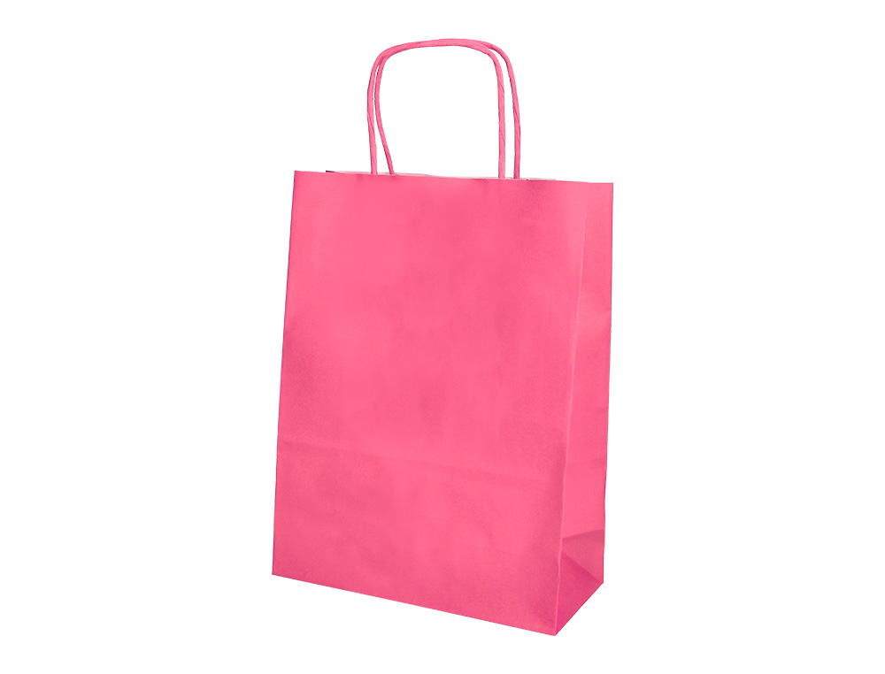 SAC PAPIER Q-CONNECT CELLULOSE XS ANSE TORSADEE    180X240X80MM COLORIS ROSE