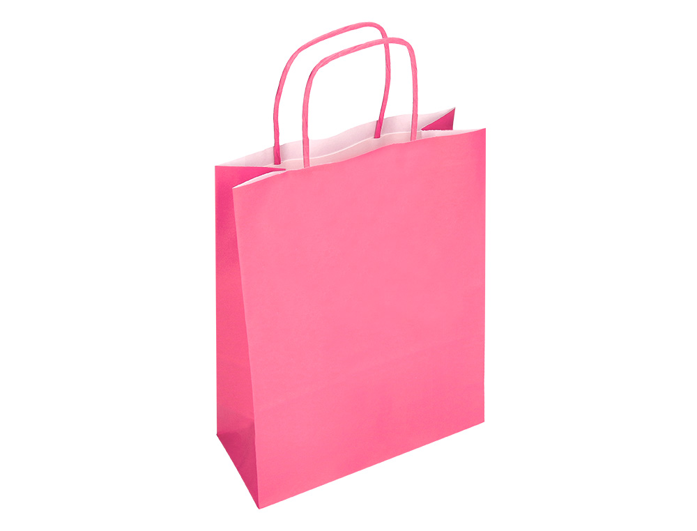 SAC PAPIER Q-CONNECT CELLULOSE XS ANSE TORSADEE    180X240X80MM COLORIS ROSE