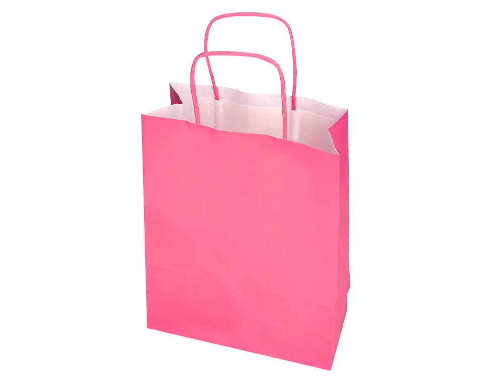SAC PAPIER Q-CONNECT CELLULOSE XS ANSE TORSADEE    180X240X80MM COLORIS ROSE