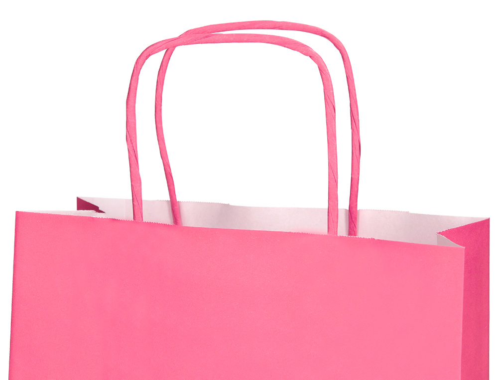 SAC PAPIER Q-CONNECT CELLULOSE XS ANSE TORSADEE    180X240X80MM COLORIS ROSE