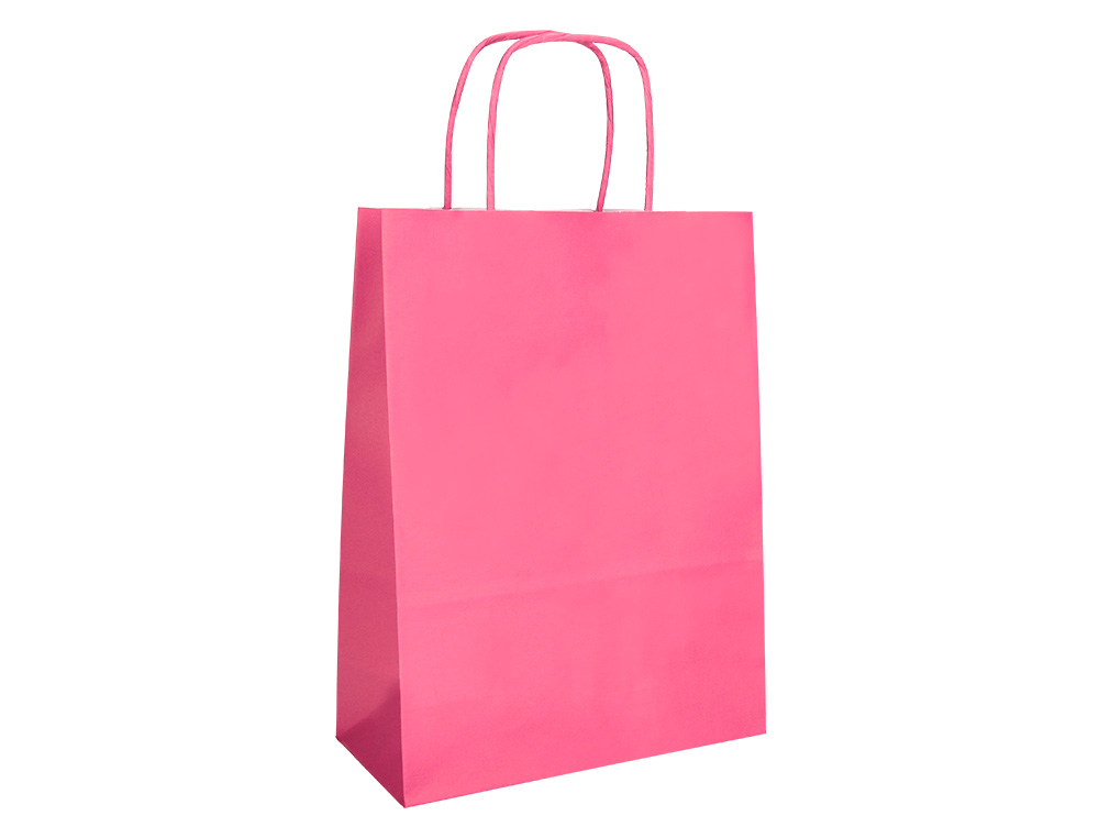 SAC PAPIER Q-CONNECT CELLULOSE S ANSE TORSADEE     240X320X10MM COLORIS ROSE
