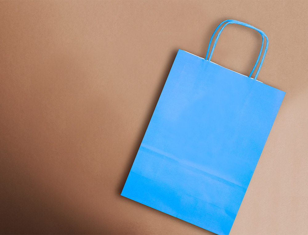 SAC PAPIER Q-CONNECT CELLULOSE L ANSE TORSADEE     320X400X14MM COLORIS BLEU     CIEL