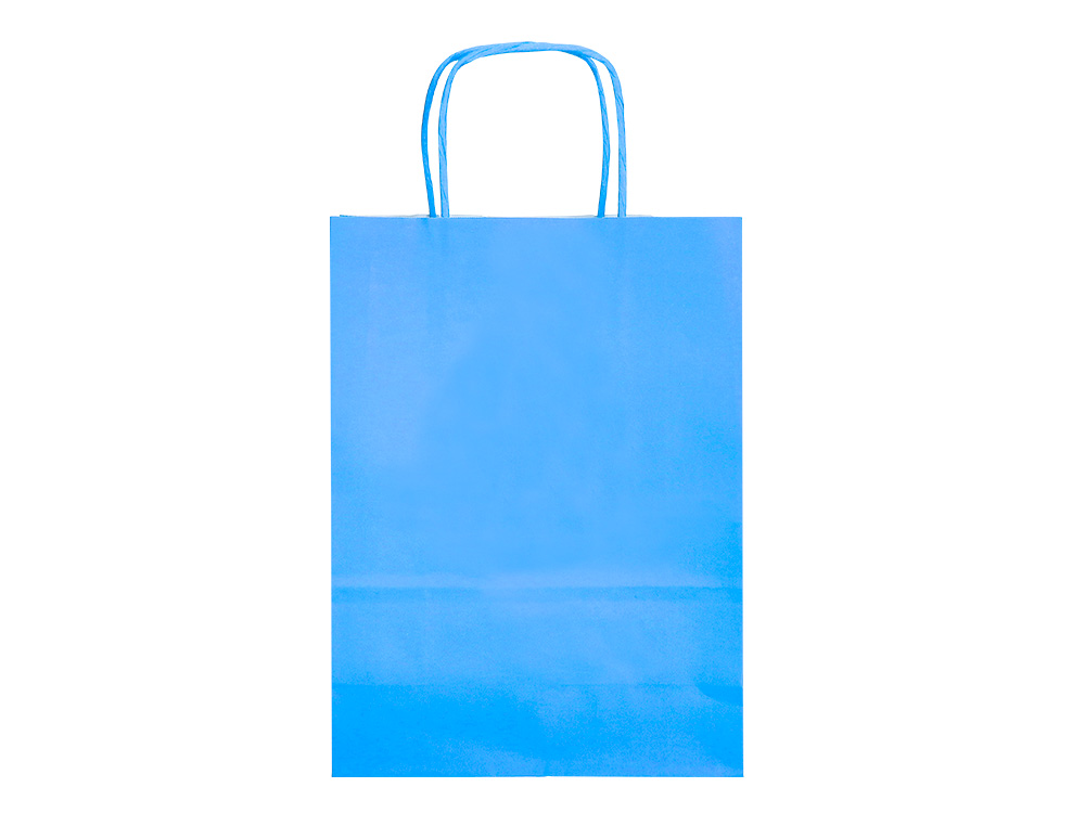 SAC PAPIER Q-CONNECT CELLULOSE L ANSE TORSADEE     320X400X14MM COLORIS BLEU     CIEL
