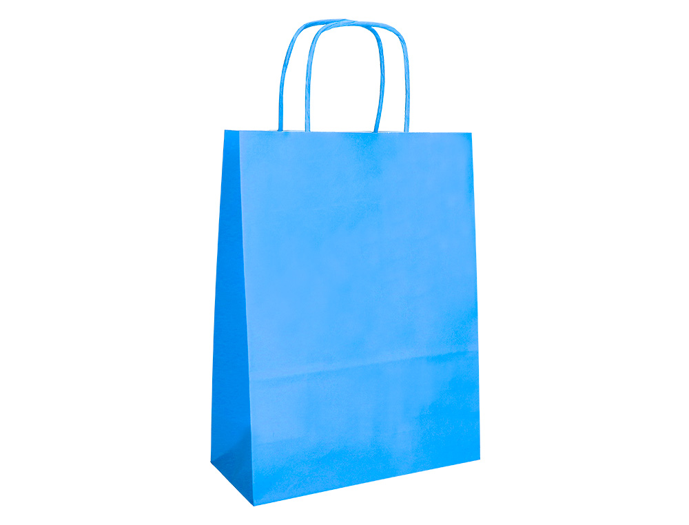 SAC PAPIER Q-CONNECT CELLULOSE L ANSE TORSADEE     320X400X14MM COLORIS BLEU     CIEL