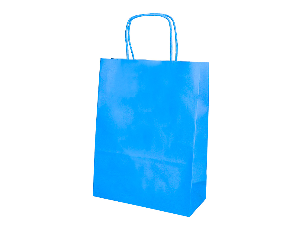 SAC PAPIER Q-CONNECT CELLULOSE L ANSE TORSADEE     320X400X14MM COLORIS BLEU     CIEL