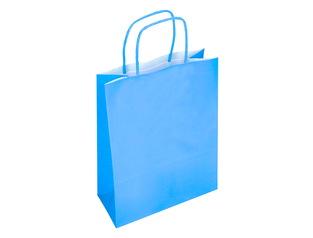 SAC PAPIER Q-CONNECT CELLULOSE L ANSE TORSADEE     320X400X14MM COLORIS BLEU     CIEL