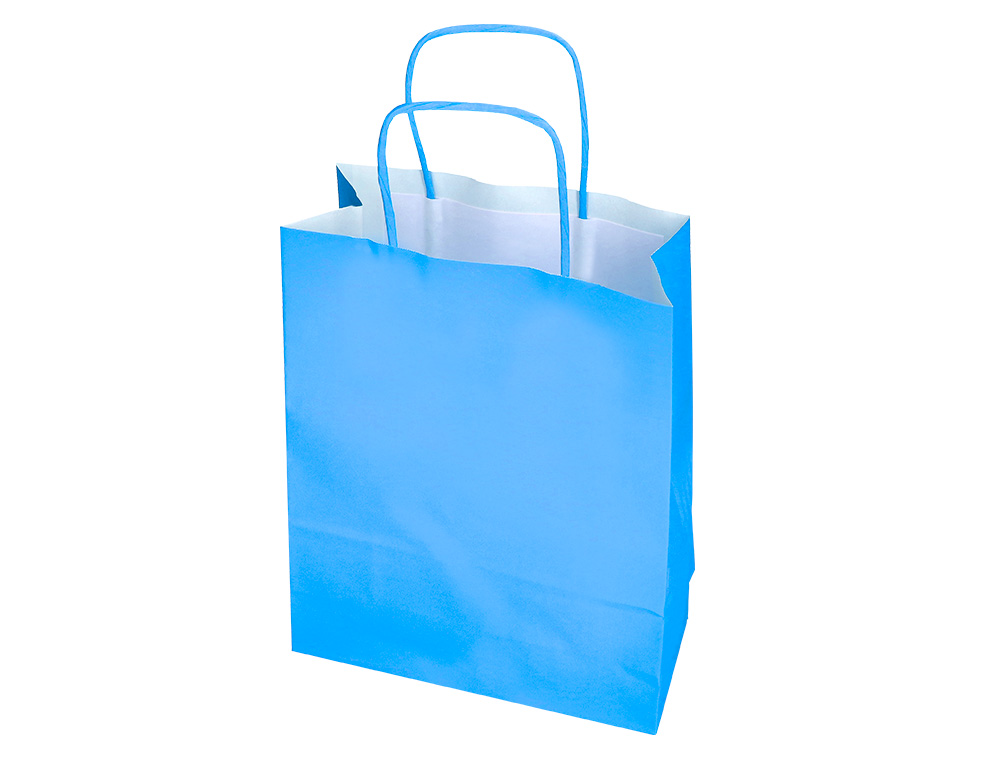 SAC PAPIER Q-CONNECT CELLULOSE L ANSE TORSADEE     320X400X14MM COLORIS BLEU     CIEL