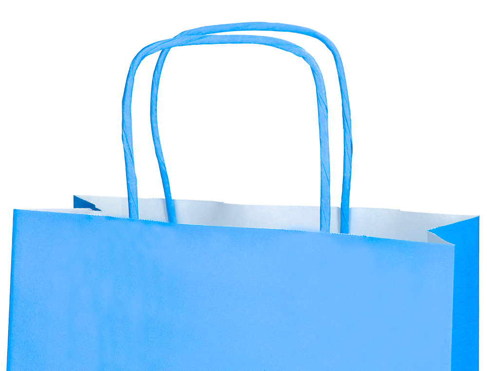 SAC PAPIER Q-CONNECT CELLULOSE L ANSE TORSADEE     320X400X14MM COLORIS BLEU     CIEL
