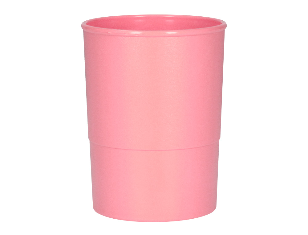 POT A CRAYONS Q-CONNECT PLASTIQUE DIAMETRE 75MM       HAUTEUR 100MM COLORIS ROSE    PASTEL OPAQUE