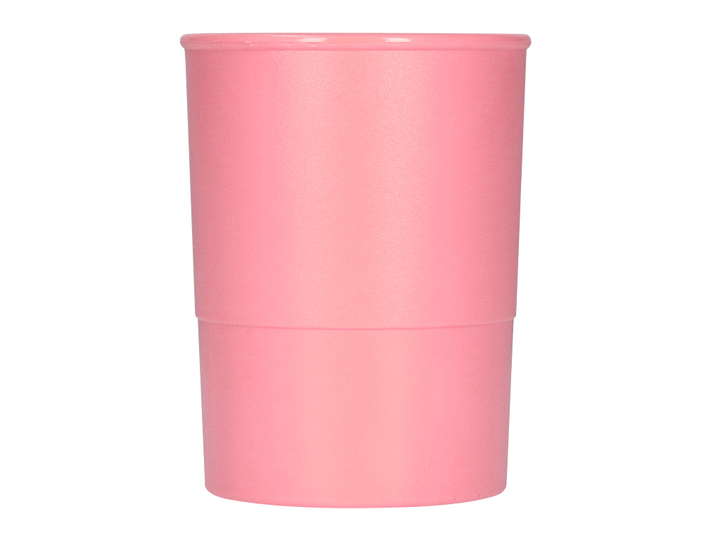 POT A CRAYONS Q-CONNECT PLASTIQUE DIAMETRE 75MM       HAUTEUR 100MM COLORIS ROSE    PASTEL OPAQUE