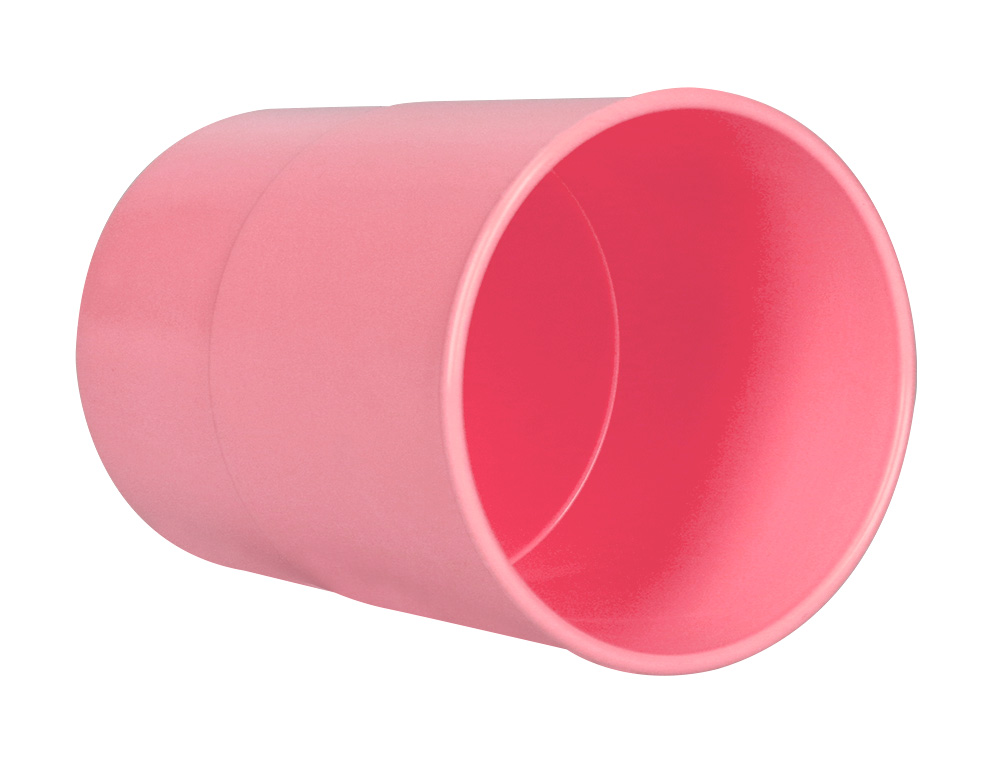 POT A CRAYONS Q-CONNECT PLASTIQUE DIAMETRE 75MM       HAUTEUR 100MM COLORIS ROSE    PASTEL OPAQUE