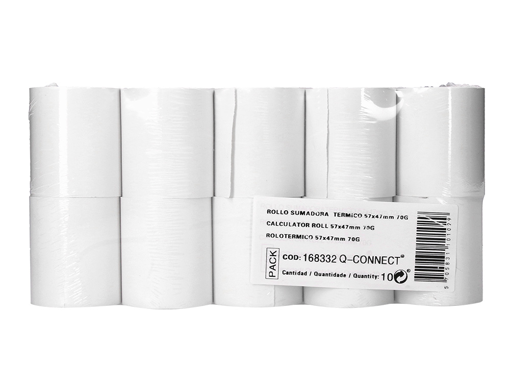 BOBINE THERMIQUE Q-CONNECT 57MM LARGEUR X 47MM DIAMETRE 70GR POUR TPE SANS BISPHENOL GREENING