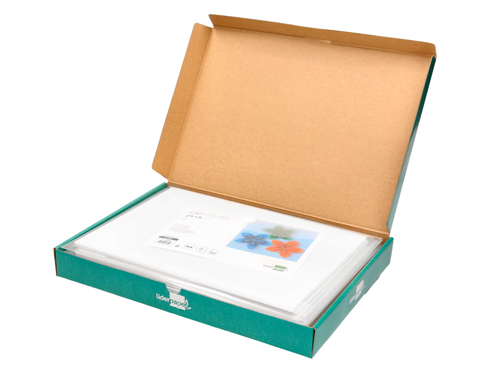 PAPIER CARTONNE LIDERPAPEL A4 180GR COLORIS BLANC PAQUET    25+5 FEUILLES