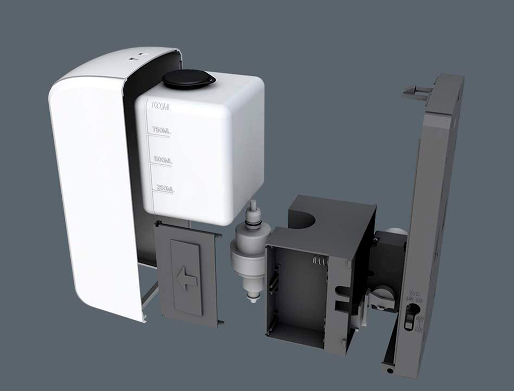 DISTRIBUTEUR GEL ET SAVON Q-CONNECT AUTOMATIQUE CAPTEUR ET SUPPORT METALLIQUE HAUTEUR 152CM CAPACITE 1000ML BLANC