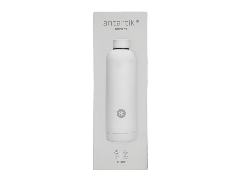 BOUTEILLE ISOTHERME ANTARTIK ACIER INOXYDABLE SANS BPA     500ML COLORIS BLANC