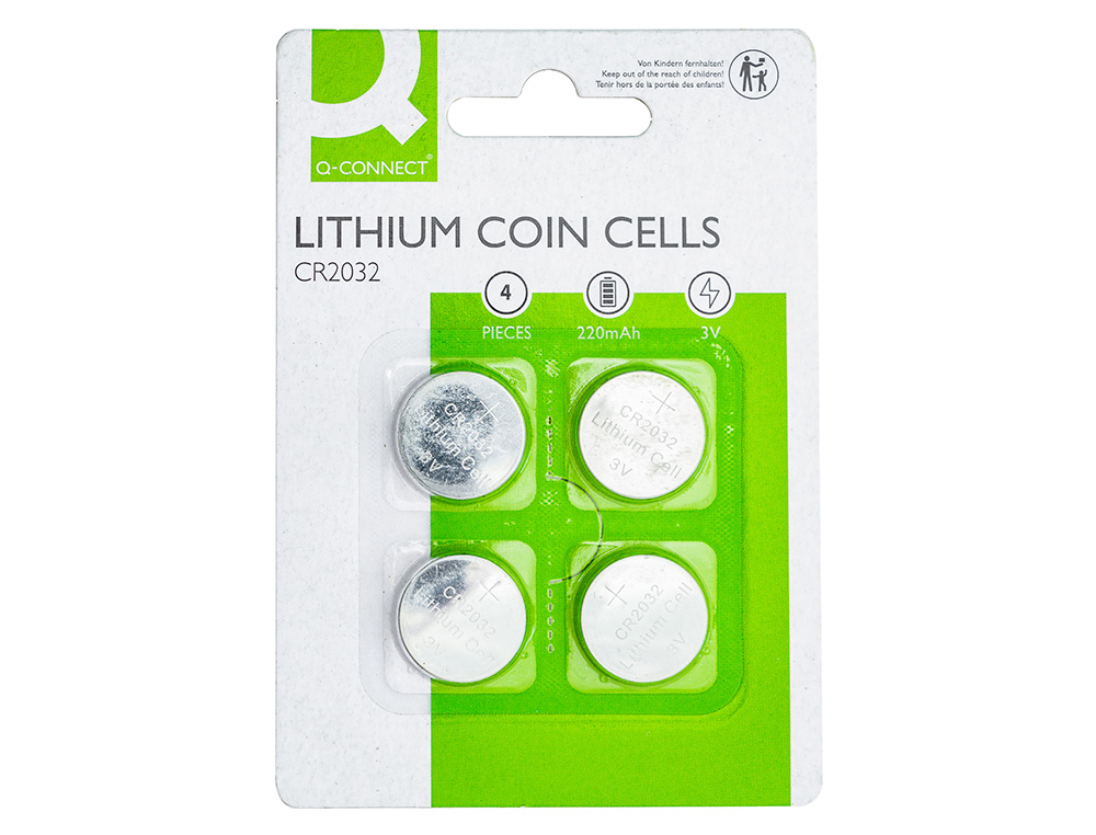 PILE Q-CONNECT BOUTON LITHIUM CR2032 3V BLISTER 4 UNITES