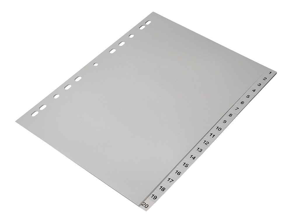 INTERCALAIRE Q-CONNECT NUMERIQUE 1-20 PLASTIQUE 20   POSITIONS A4 INDICE           MULTIPERFORE