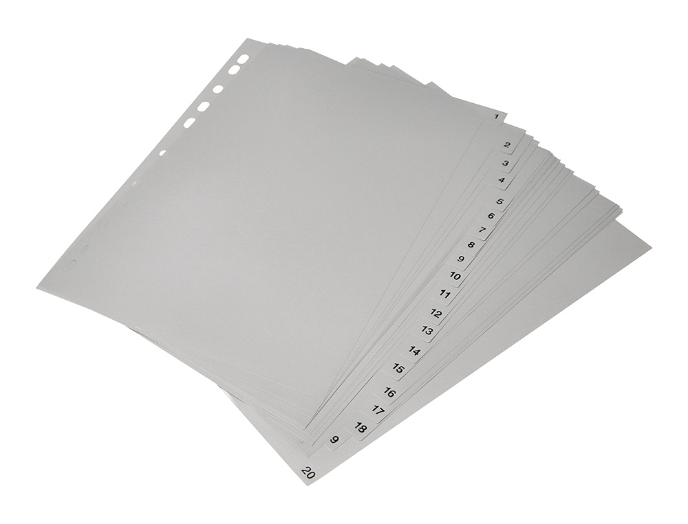 INTERCALAIRE Q-CONNECT NUMERIQUE 1-20 PLASTIQUE 20   POSITIONS A4 INDICE           MULTIPERFORE