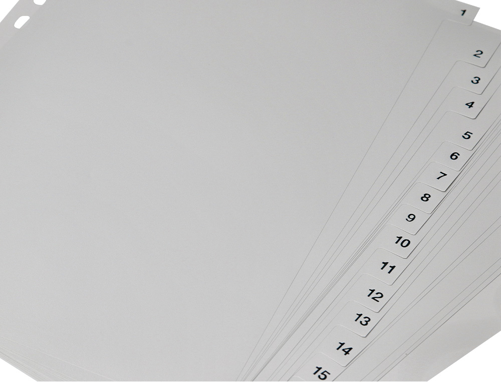 INTERCALAIRE Q-CONNECT NUMERIQUE 1-20 PLASTIQUE 20   POSITIONS A4 INDICE           MULTIPERFORE